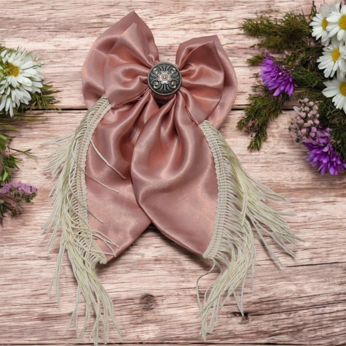 Satin Fringe Hair Bow