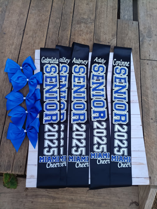 CUSTOM Senior Sash w/pin bow